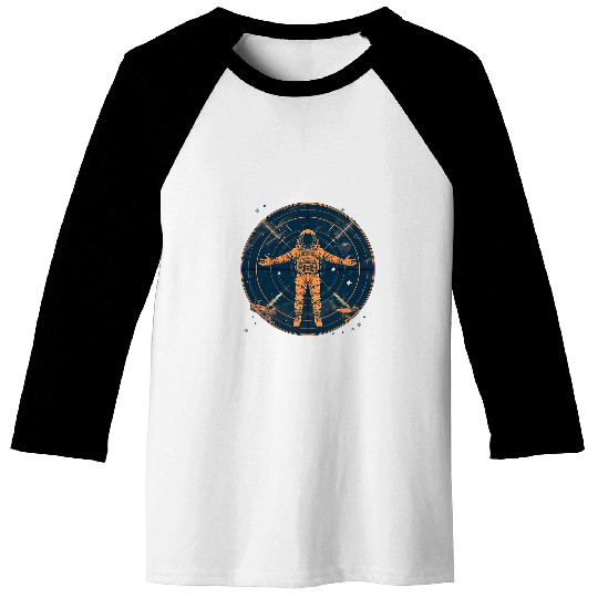 Astronaut Job Vitruvian Astronaut Funny Leonardo Da Vinci Graphic 01 Baseball Tees