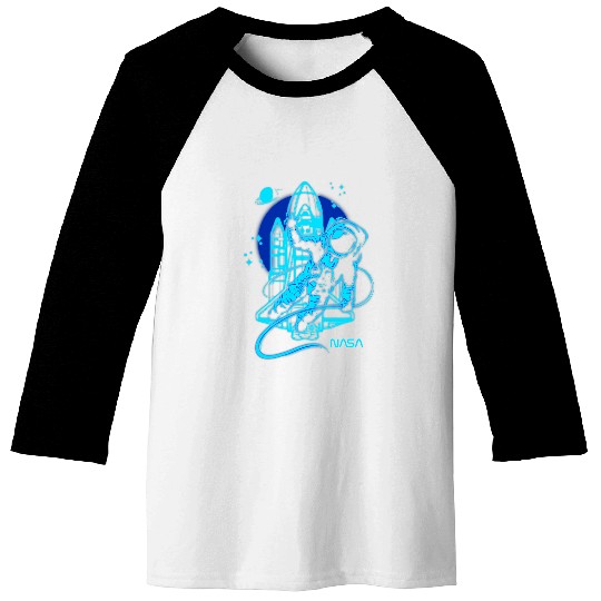 NASA vintages Retro Neon Glow Astronaut Space Walk Poster Baseball Tees