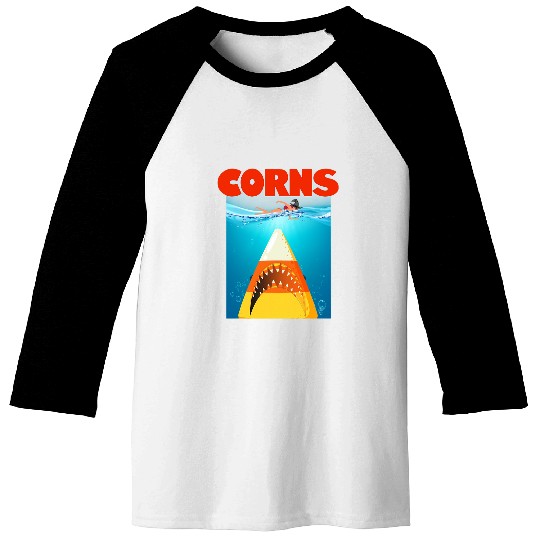 Shark Pet Candy Corn Shark 2Witch Halloween Jaws Parody Funny Baseball Tees