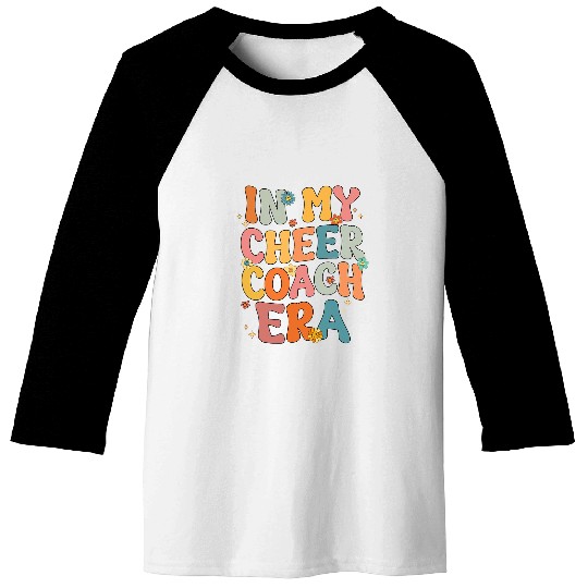 In My Cheer Coachs Era Funny Retro Groovy Cheerleading Coach Baseball Tees