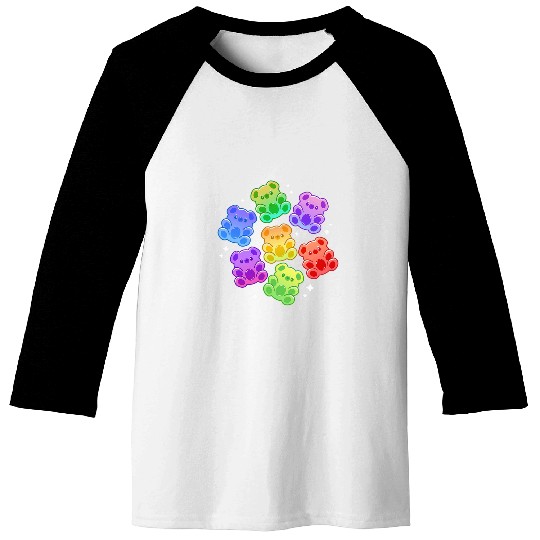 Bear Pet Aesthetic Kawaii Cute Rainbow Gummy Bear Baseball Tees