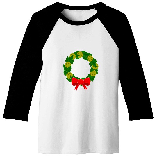 Sport Pickleball Christmas Wreath Pickleball Player Baseball Tees