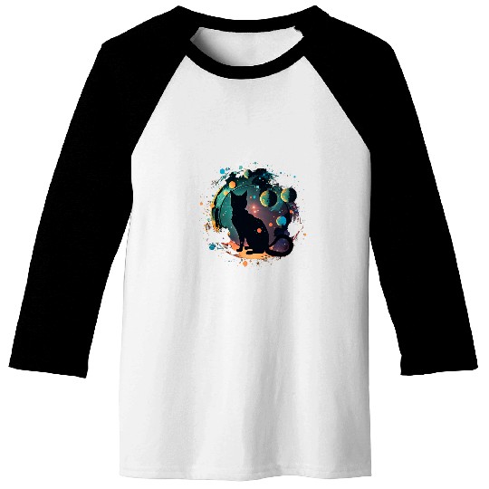 Astronaut Job Cat or Funny Space Cat on Galaxy Cat Baseball Tees