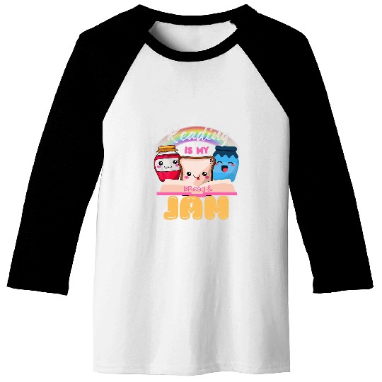 Book Fun Funny Reading is my bread and jam Cool Rainbow reading Baseball Tees