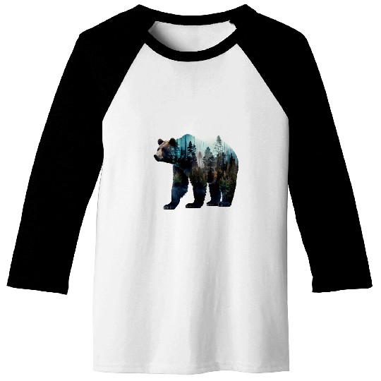 Bear Pet forest trees art animal print animal motif bear Baseball Tees