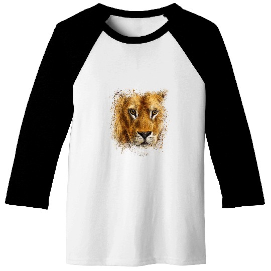 Lion Pet Face Stylish Splash Art Paint Retro Graphic Baseball Tees