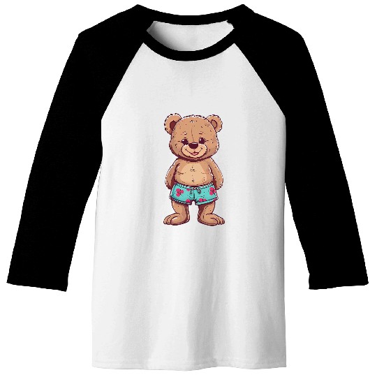 Bear Pet Cute Teddy Bear in swimming trunks Costume Baseball Tees
