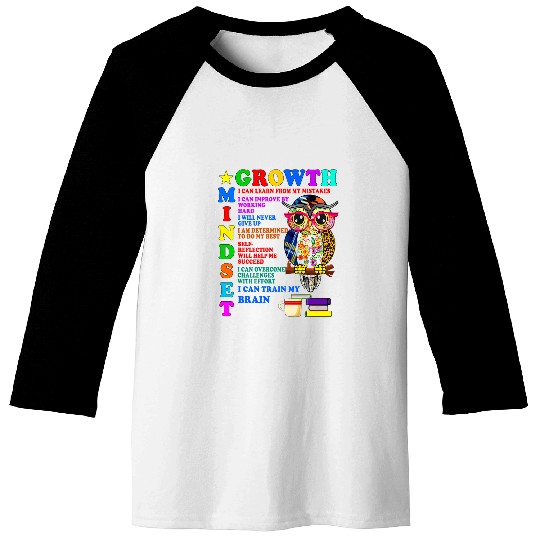 Owl Pet Growth Mindset School Counselor Postive Message Teacher Owl Baseball Tees