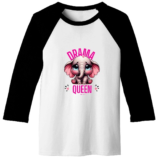 Elephant Pet Drama Queen Theatrical Funny Cute Dramatic Elephant Meme Baseball Tees