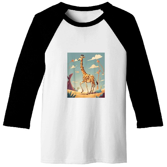 Giraffe Pet Rhythm Twister Energetic Giraffe Cartoon Design Baseball Tees