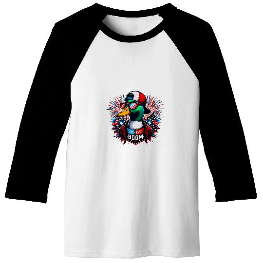 Duck Pet 4th July Mallard Duck Red White Boom Duck Boys Day Baseball Tees