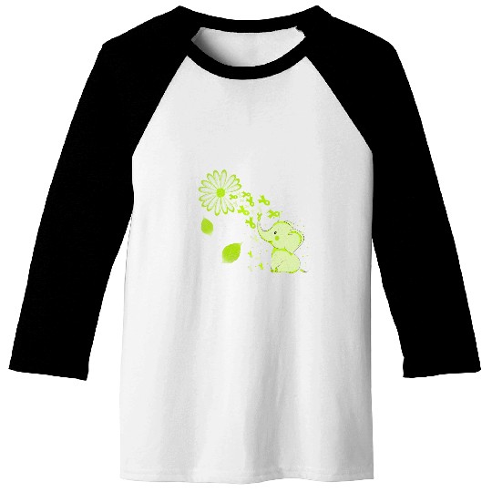 Elephant Pet Daisy Flower Lime Green Elephant Lymphoma Awareness Baseball Tees