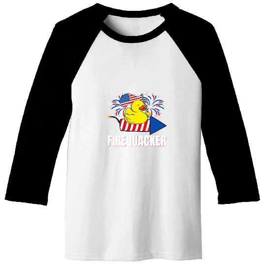Duck Pet Fourth of July Firequacker Duck Baseball Tees