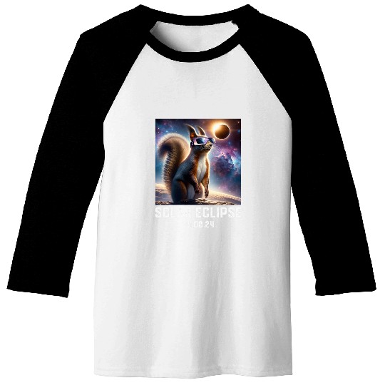 Squirrel Pet Totality Solar Eclipse 040824 Squirrel Astronomy Lovers Baseball Tees
