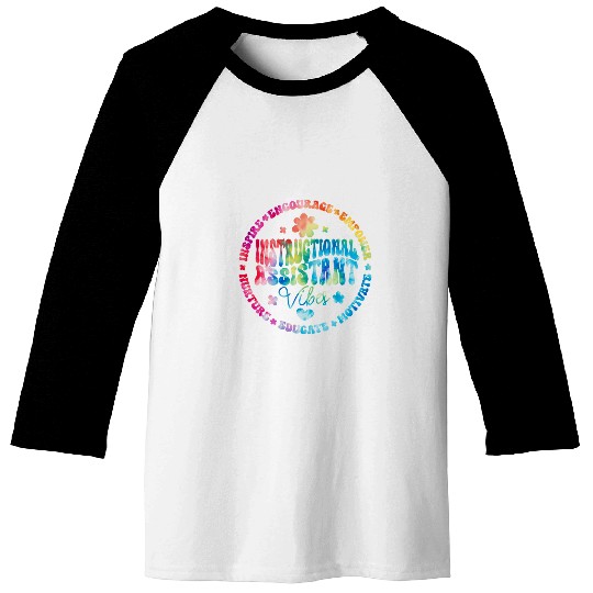 Instructional Assistant Vibes 100th Day School Teacher Aide Baseball Tees