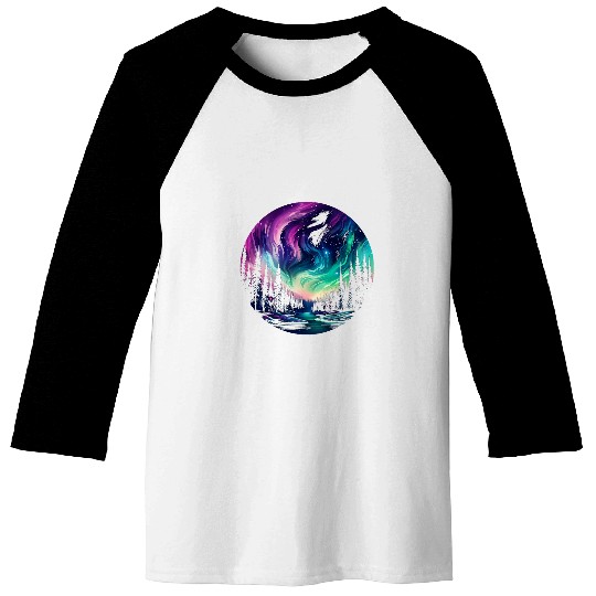 Aurora Borealis Night Sky Northern Lights Baseball Tees