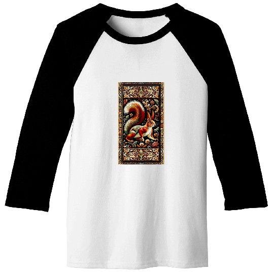 Squirrel Pet Artwork Elegant Tapestry Motif Style 1 Baseball Tees