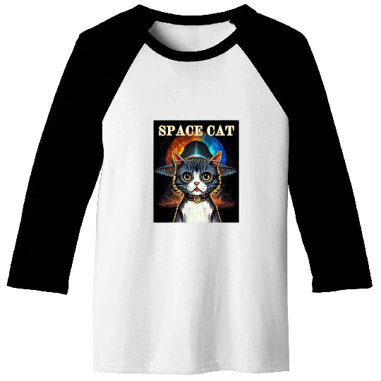 Alien UFO Cat Meme Baseball Tees