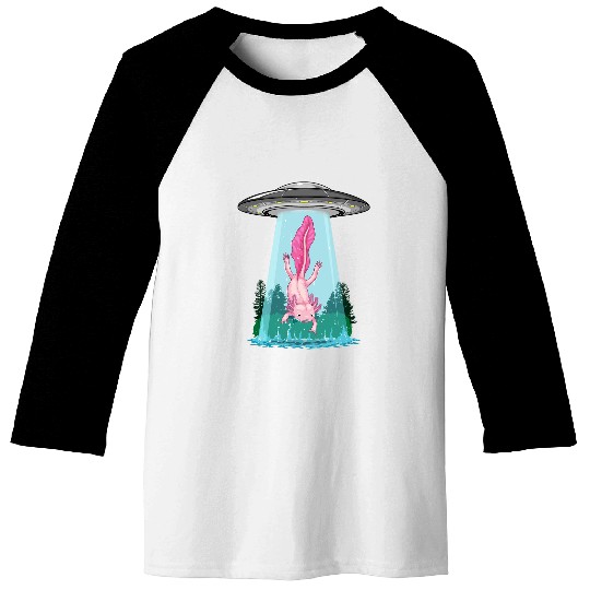 Alien Abduction Axolotls UFO Flying Saucer Conspiracy Baseball Tees