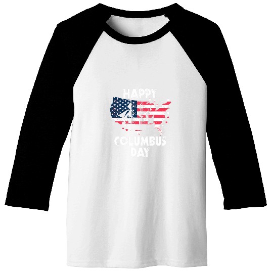 American Flag Happy Columbus Day Baseball Tees