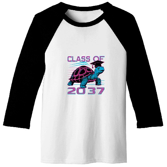 Turtle Pet Class of 2037 Turtle Retro 80s Graduation Baseball Tees