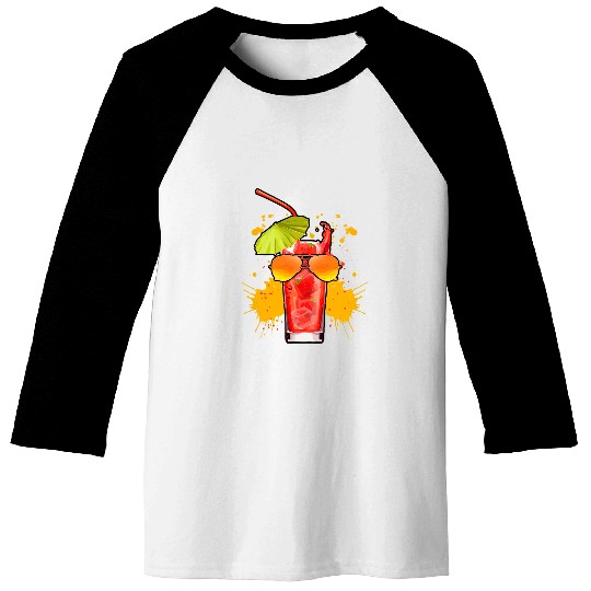 Wines Fun Summer Cocktail with Umbrella and Sunglasses Running Holiday Baseball Tees