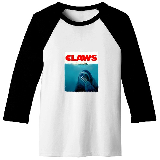 Sloth Pet CLAWS Funny JAWS Parody Cute Sloth Attacking Like A Shark Baseball Tees