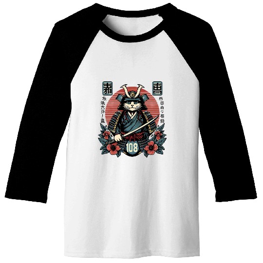 Ancient Samurai Cat Japan Culture Ninja Baseball Tees