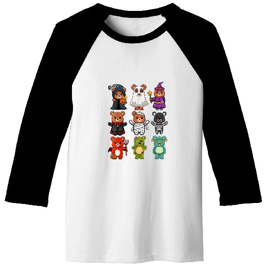 Bear Pet Bear Spooky ghosts BooJee Horror Pumpkin Bear Halloween Baseball Tees
