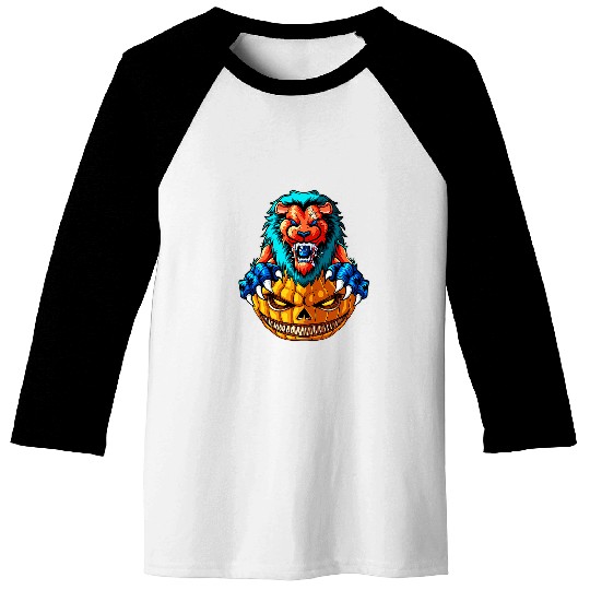 Lion Pet Halloween Lion Spooky With Jack O Lantern Scary Pumpkin Baseball Tees