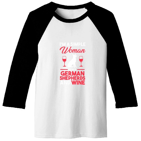 Wines Fun Dog German Shepherd Baseball Tees
