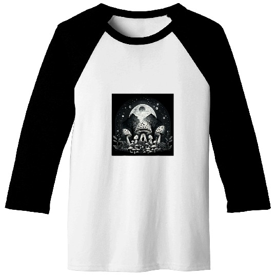 Gothic Mushroom Celestial Imagery Baseball Tees