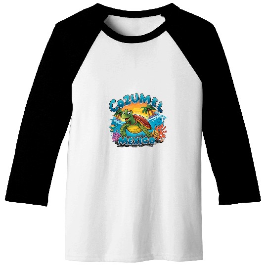 Turtle Pet Cozumel Mexico Vacation Sea Turtle Baseball Tees