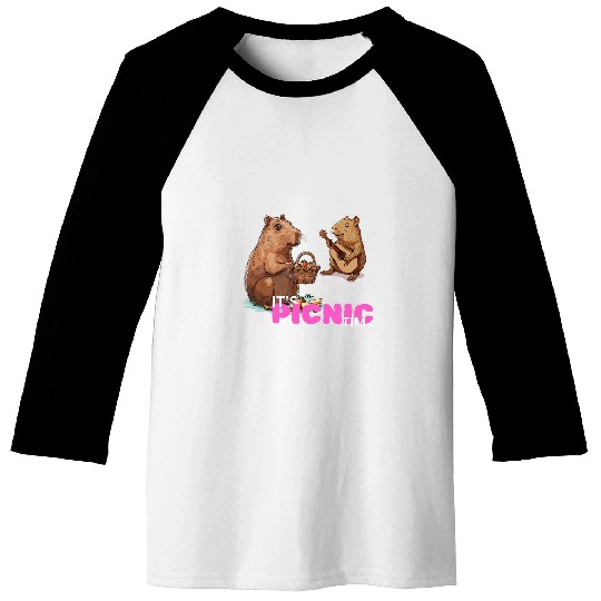 capybaras Pet Funny It s Picnic time Baseball Tees