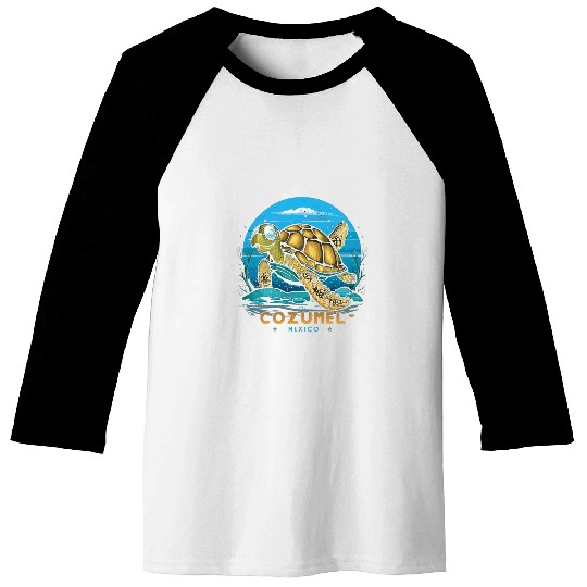 Turtle Pet Cozumel Mexico Sea Turtle Baseball Tees
