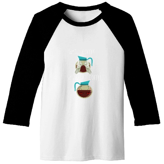 Coffee Fun Angel Wings Devil Horns Design Baseball Tees