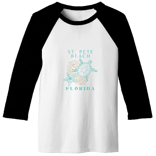 Turtle Pet Coral Starfish St Pete Beach Florida Baseball Tees