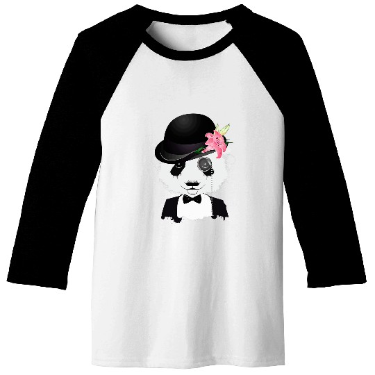 Panda Pet Chic panda bear with melon monocle and lily Baseball Tees