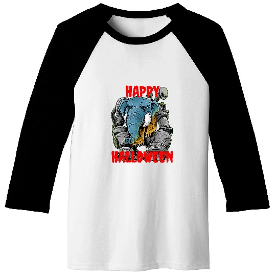 Elephant Pet Happy Halloween Hybrid Robot Elephant Baseball Tees