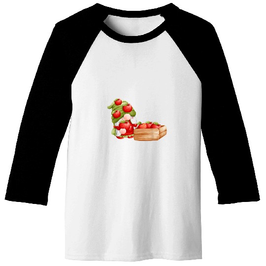 Cute Apple Lover Garden Gnome Fall Autumn Apple Picking Baseball Tees