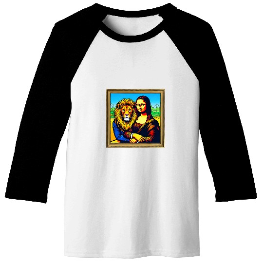 Lion Pet Humor Mona Lisa With Lion Baseball Tees