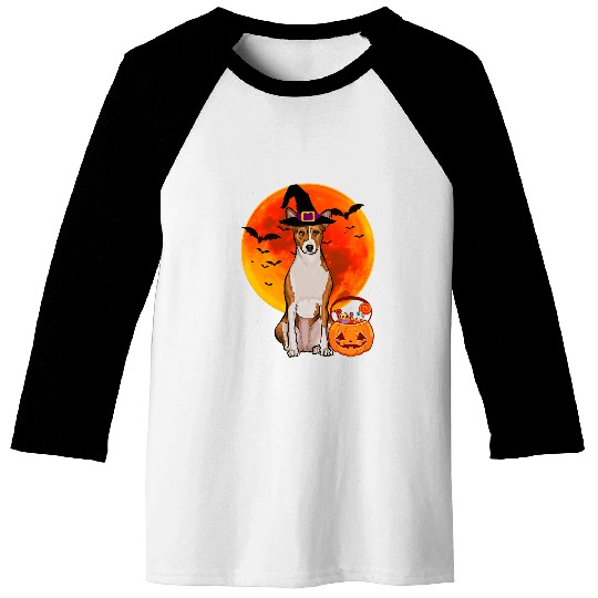 Dog Halloween Basenji Jack O Lantern Pumpkin Baseball Tees