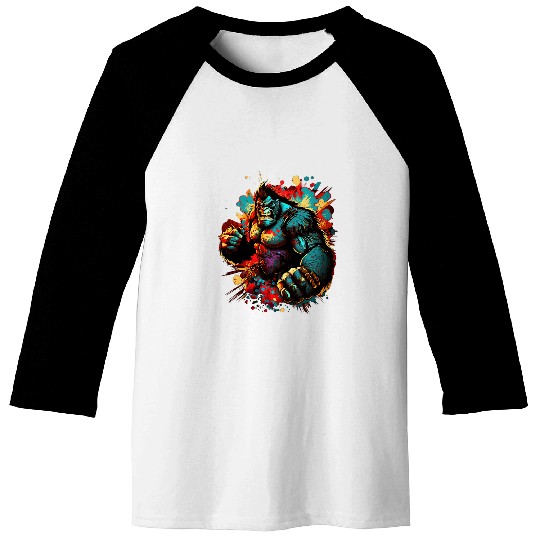 Gorilla Boxer Splash Graffiti Graphic Baseball Tees