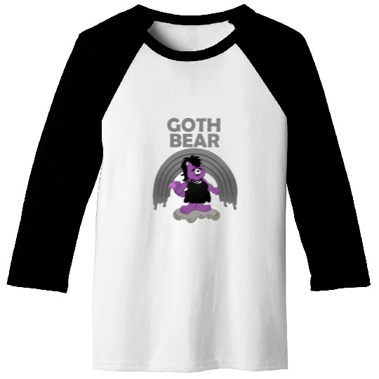 Bear Pet Goth Bear Gothic Purple Violet with Melting Gray Rainbow Baseball Tees