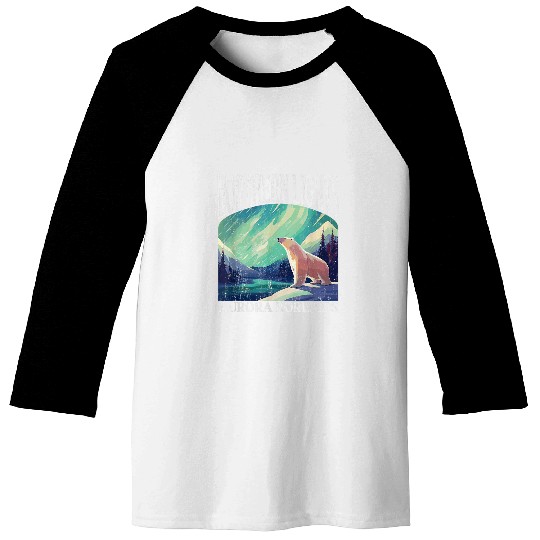 Bear Pet Northern Lights Aurora Borealis Polar Bear Baseball Tees