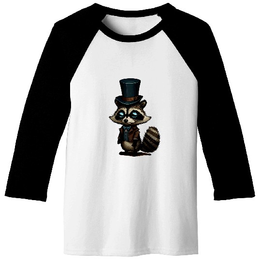 Raccoon Pet Wearing Fancy Top Hat Baseball Tees