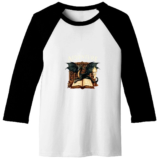 Dragon Pet Reading Adventure Begins At Your Library Book Lover Baseball Tees