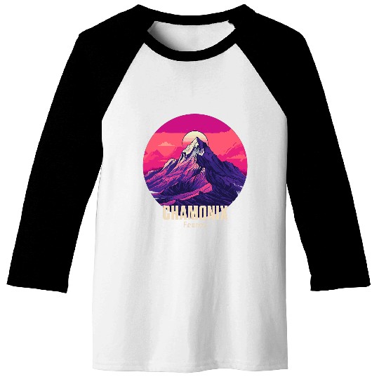 Chamonix France Tour Du Mont Blanc European Hiking Trail Skis 3 Baseball Tees