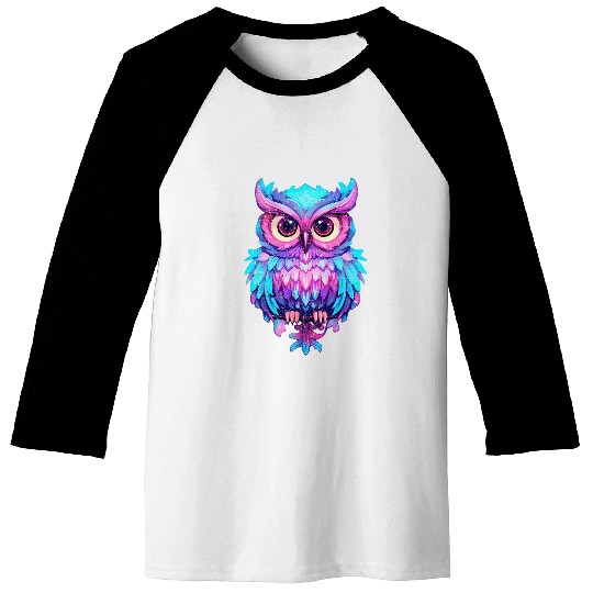 Owl Pet Pastel Colour Rainbow Barn Owl Beak Baseball Tees