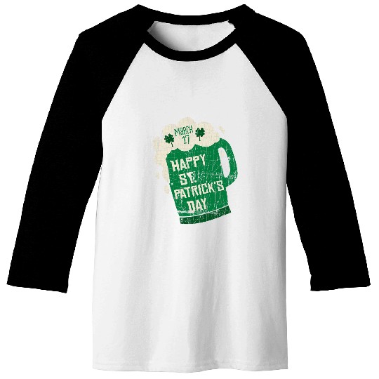Beer Fun Distressed Green Beer St Patricks Day Baseball Tees